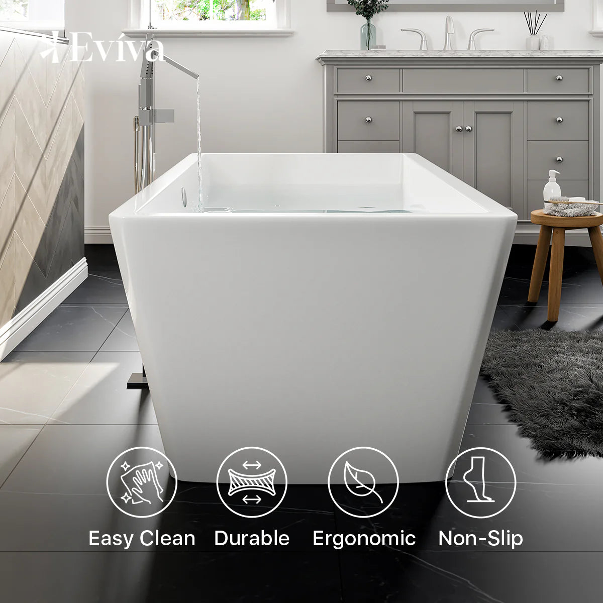 Eviva Rachel Free Standing 67" Acrylic Bathtub