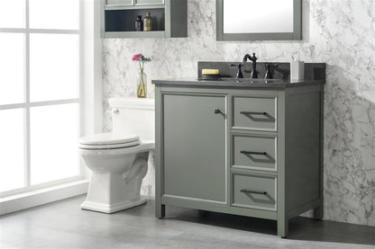 36" Single Sink Vanity Cabinet with Carrara White Marble or Blue Limestone Countertop