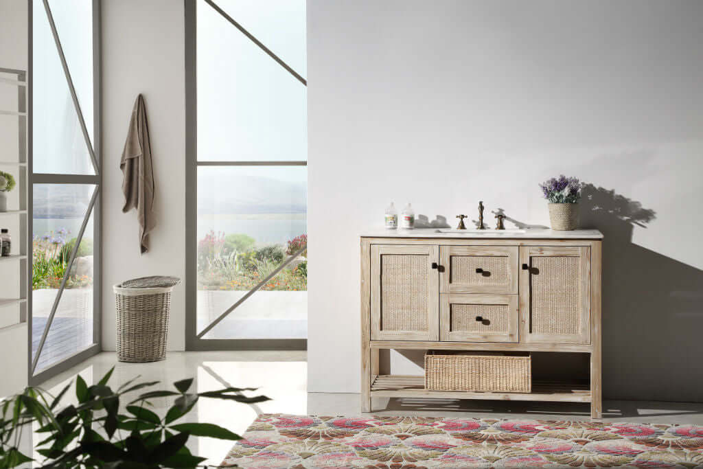 48" Solid Wood Single Sink Vanity with Marble Top