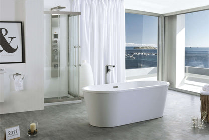 67.3" Freestanding White Acrylic Bathtub