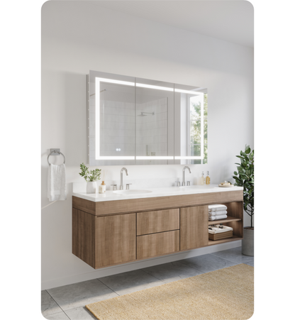 Spazio 59" Wide by 36" Tall Bathroom Medicine Cabinet with LED Lighting