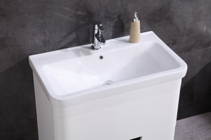 32" Single Sink Freestanding Vanity with Mirror - PVC and White Ceramic Top