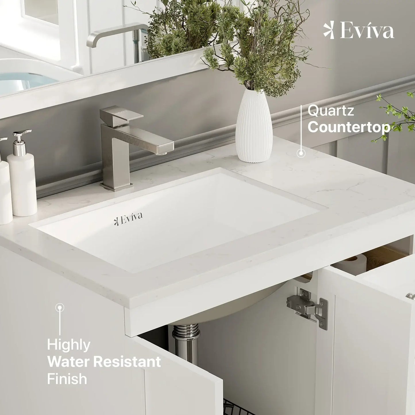 Happy 30"W x 18"D Bathroom Vanity with White Carrara Quartz Countertop and Undermount Porcelain Sink