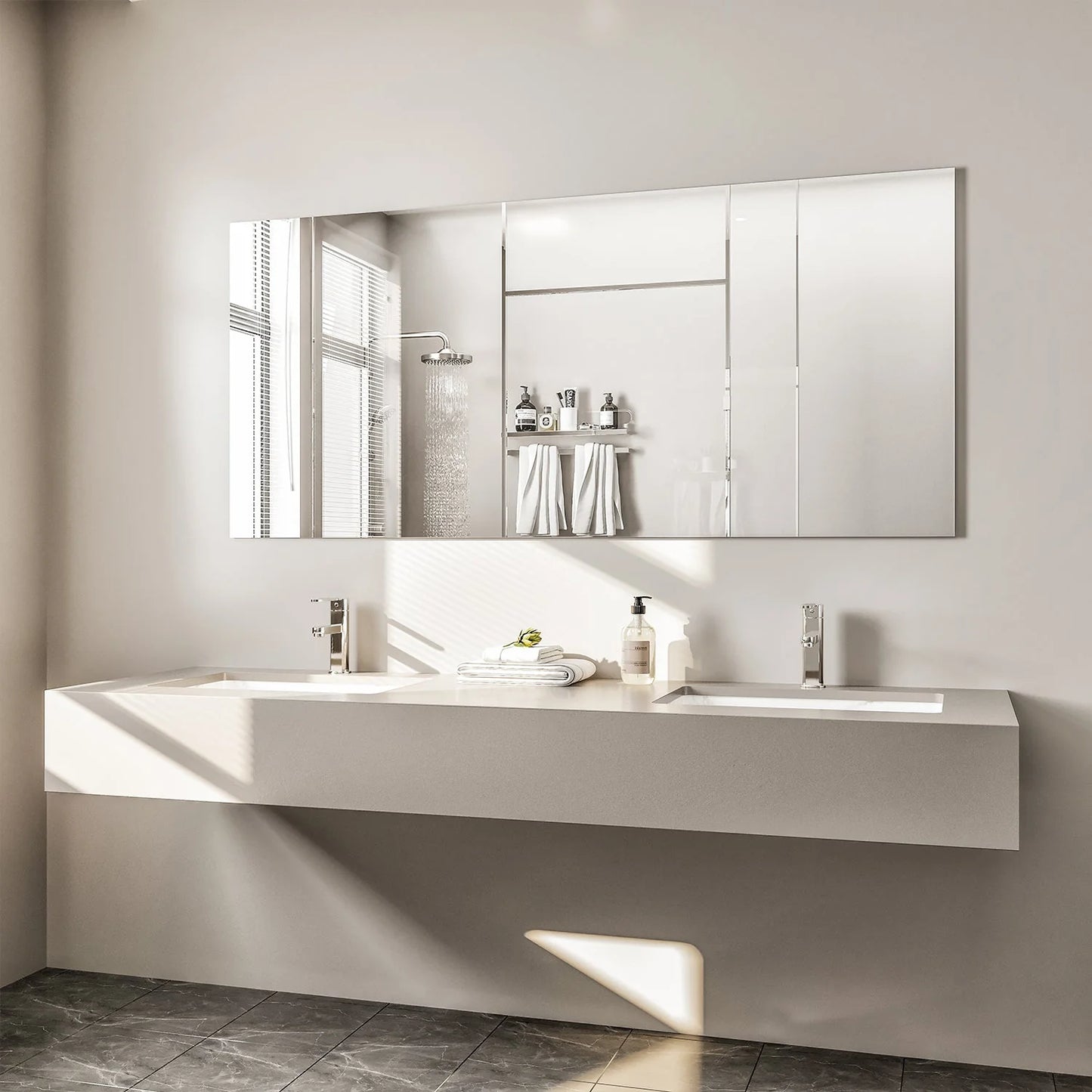 Eviva Sleek 55"W x 30"H Rectangular Frameless Mirror