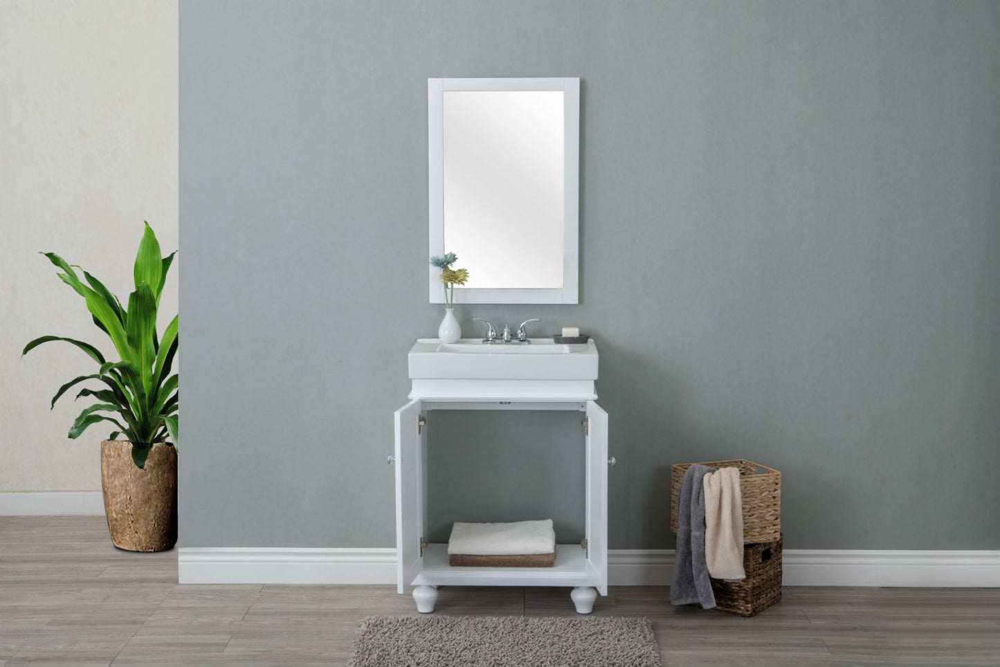 24" Space Saving Single Sink Bathroom Vanity