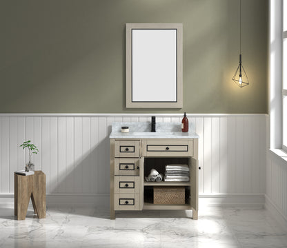 36" Single Sink Vanity with White Carrara Marble Top