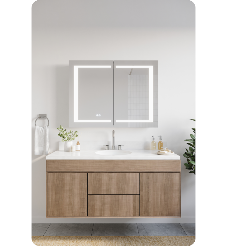 Spazio 40" Wide by 30" Tall Bathroom Medicine Cabinet with LED Lighting