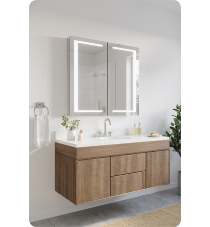 Spazio 40" Wide by 36" Tall Bathroom Medicine Cabinet with LED Lighting