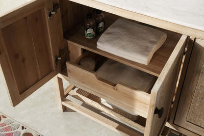 60" Solid Wood Double Sink Vanity with Marble Top