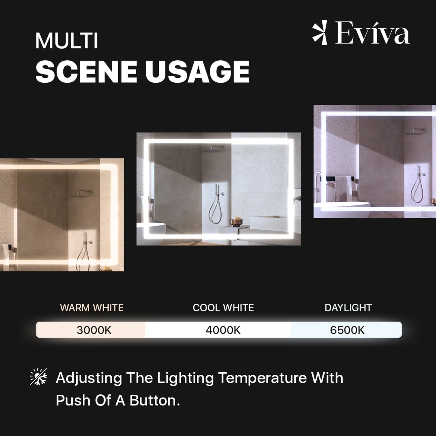 Eviva Glow 48"W x 36"H Rectangular Frameless LED Mirror