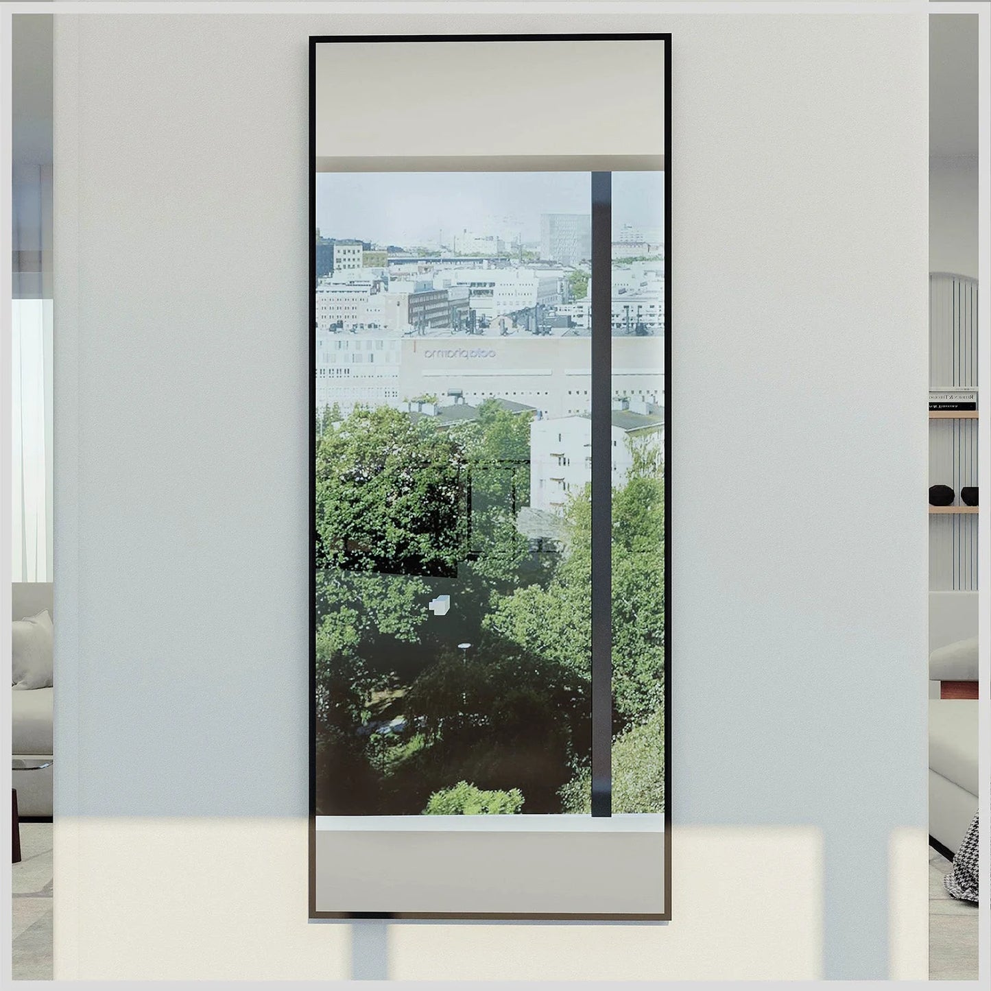 Eviva Black 72"W x 30"H Rectangular Mirror with Black Aluminum Frame