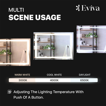 Eviva Glow 48"W x 32"H Rectangular Frameless LED Mirror