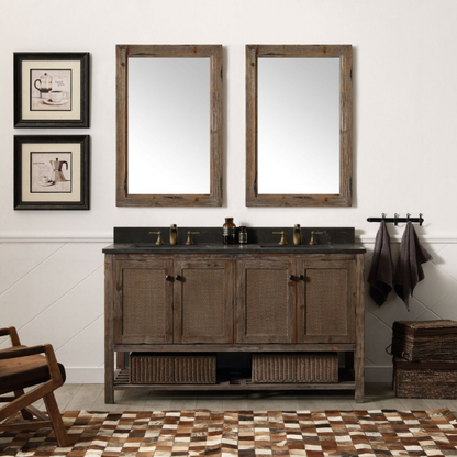 60" Solid Wood Double Sink Vanity with Moon Stone Top