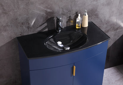 36" Single Sink Freestanding Bathroom Vanity - PVC and Tempered Glass