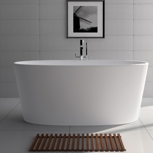 62.2" Freestanding White Matte Solid Surface Bathtub