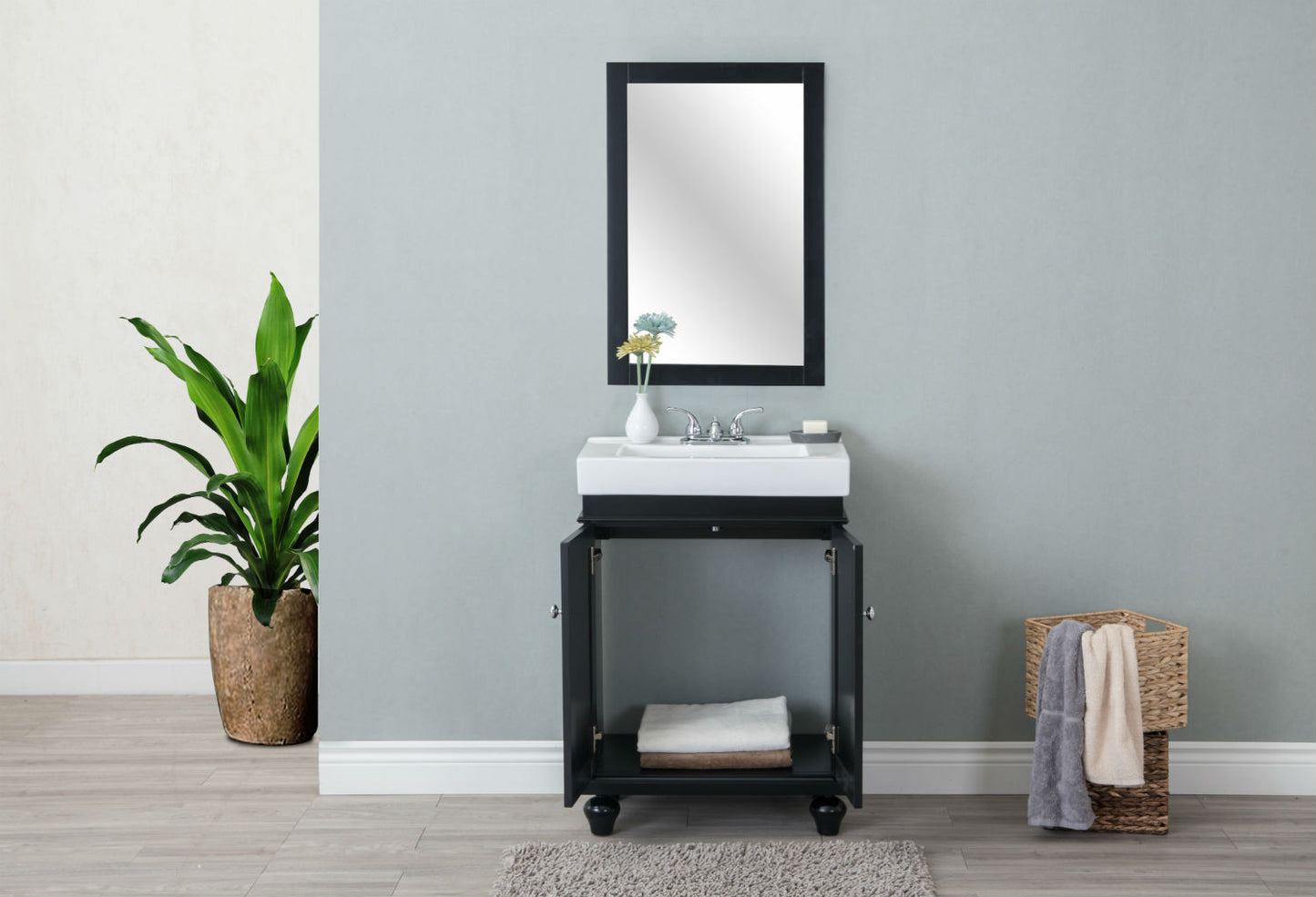 24" Space Saving Single Sink Bathroom Vanity