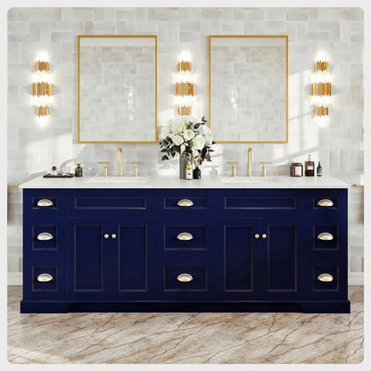 Epic 84"W x 22"D Double Sink Bathroom Vanity with Carrara Quartz Countertop and Undermount Porcelain Sink