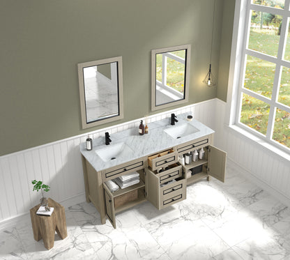 72" Double Sink Vanity with White Carrara Marble Top