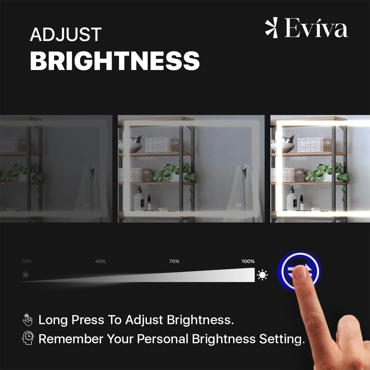 Eviva Glow 48"W x 32"H Rectangular Frameless LED Mirror