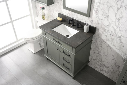 36" Single Sink Vanity Cabinet with Carrara White Marble or Blue Limestone Countertop