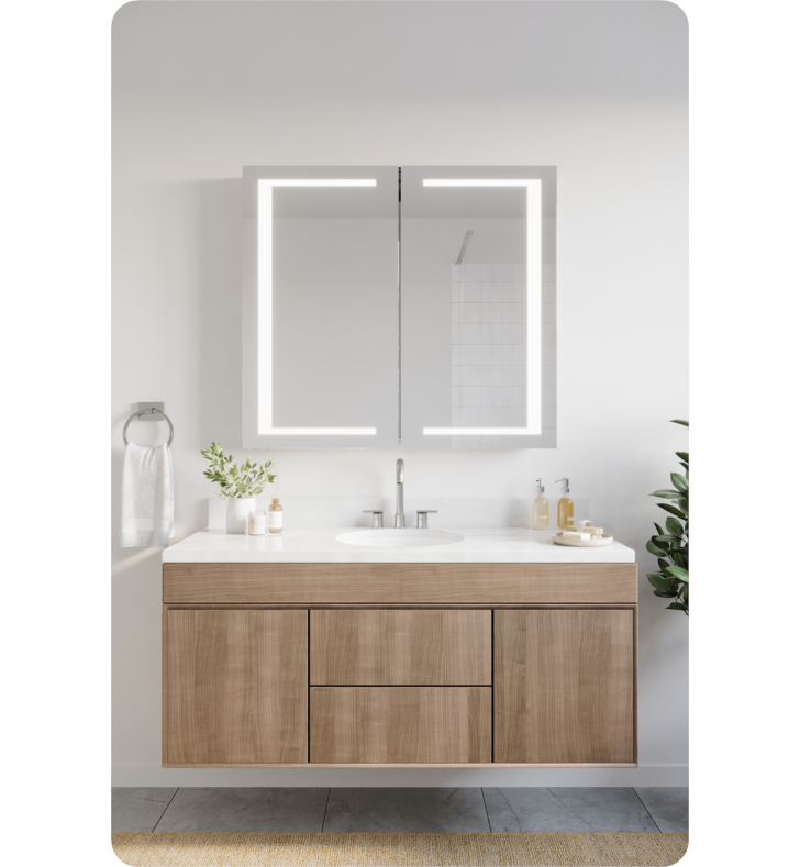 Spazio 40" Wide by 36" Tall Bathroom Medicine Cabinet with LED Lighting