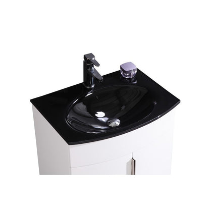 24" Single Sink Freestanding Bathroom Vanity - PVC and Tempered Glass