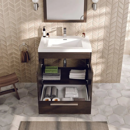 Lugano 30"W x 20"D Single Sink Bathroom Vanity with White Acrylic Countertop and Integrated Sink