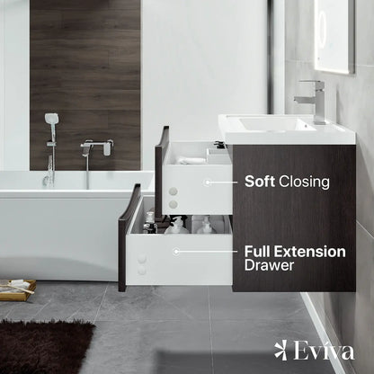 Eviva Smile 30" Wall Mount Modern Bathroom Vanity Set with Integrated White Acrylic Sink