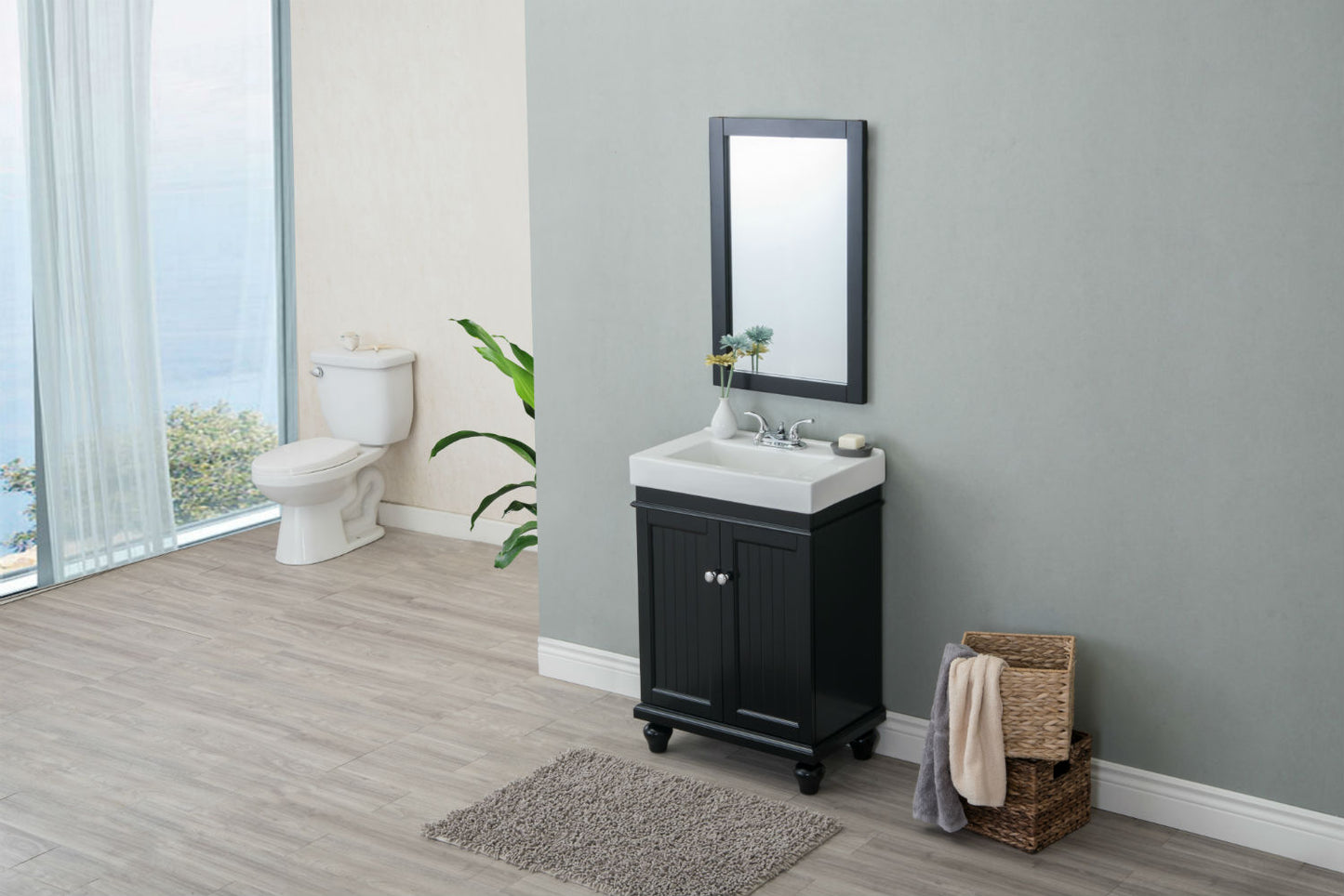 24" Space Saving Single Sink Bathroom Vanity