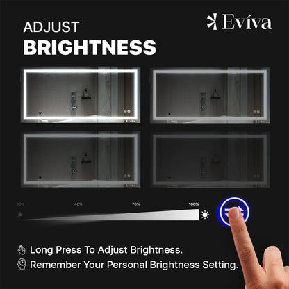 Eviva Glow 72"W x 36"H Rectangular Frameless LED Mirror