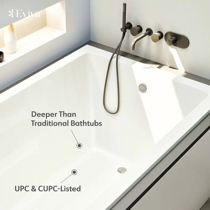 Eviva Teddy Drop-in Acrylic Bathtub 59" x 31.5" White (No Drain)