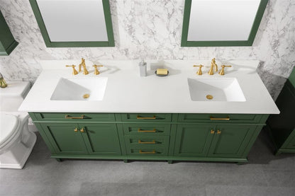 80" Double Sink Vanity Cabinet with Carrara White Quartz Countertop