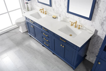 80" Double Sink Vanity Cabinet with Carrara White Quartz Countertop