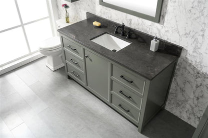 60" Single Sink Vanity Cabinet with Carrara White Marble or Blue Limestone Countertop