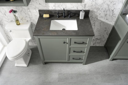 36" Single Sink Vanity Cabinet with Carrara White Marble or Blue Limestone Countertop