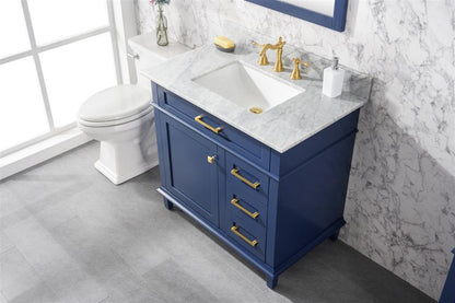 36" Single Sink Vanity Cabinet with Carrara White Marble or Blue Limestone Countertop