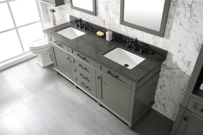 72" Double Sink Vanity Cabinet with Carrara White Marble or Blue Limestone Countertop