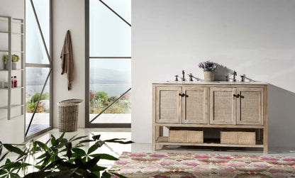 60" Solid Wood Double Sink Vanity with Marble Top