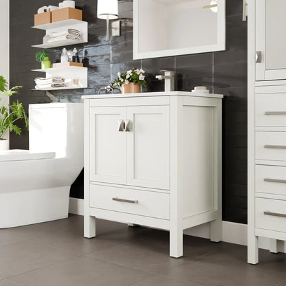 Eviva London 30" x 18" Transitional Bathroom Vanity w/ White Carrara Top