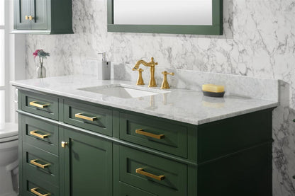 60" Single Sink Vanity Cabinet with Carrara White Marble or Blue Limestone Countertop