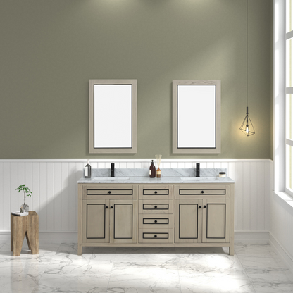 72" Double Sink Vanity with White Carrara Marble Top