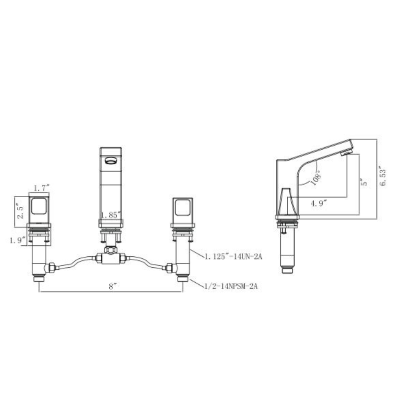 Modern 8" Widespread Faucet with Drain