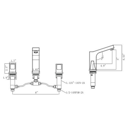 Modern 8" Widespread Faucet with Drain