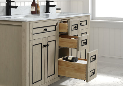 60" Double Sink Vanity with White Carrara Marble Top