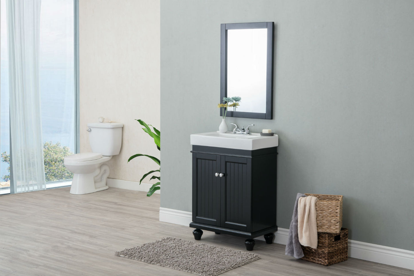 24" Space Saving Single Sink Bathroom Vanity