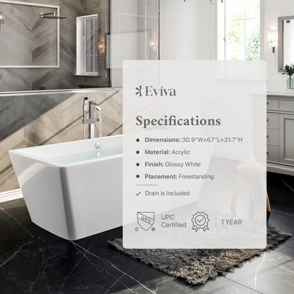 Eviva Rachel Free Standing 67" Acrylic Bathtub