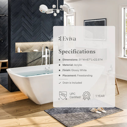 Eviva Atlantis Free Standing 67" Acrylic Bathtub