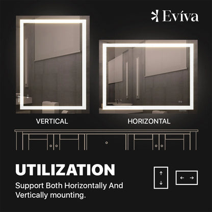 Eviva Glow 48"W x 36"H Rectangular Frameless LED Mirror