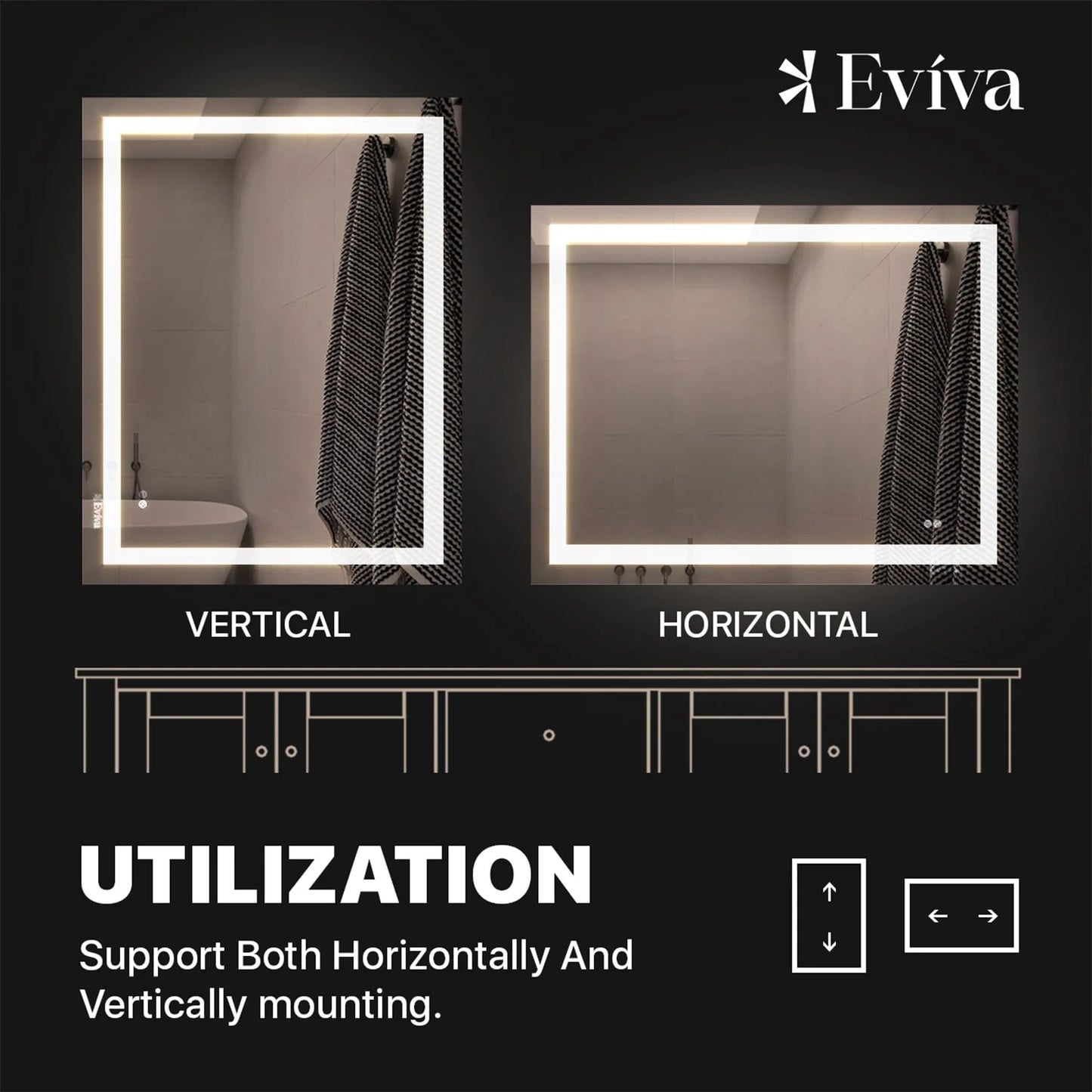 Eviva Glow 36"W x 28"H Rectangular Frameless LED Mirror