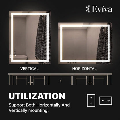 Eviva Glow 36"W x 28"H Rectangular Frameless LED Mirror